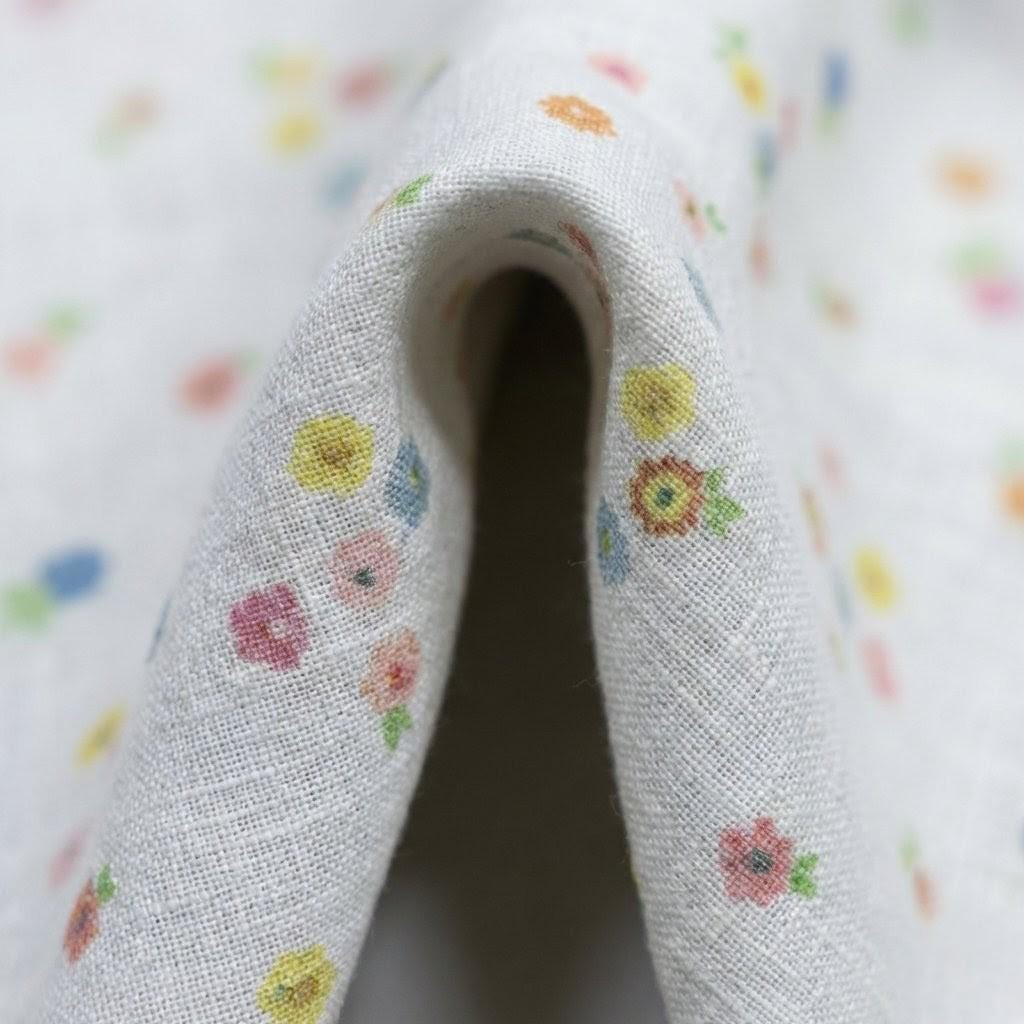Ditsy Floral Linen Curtain | Pastel Flower Print, Kids Room — image 3