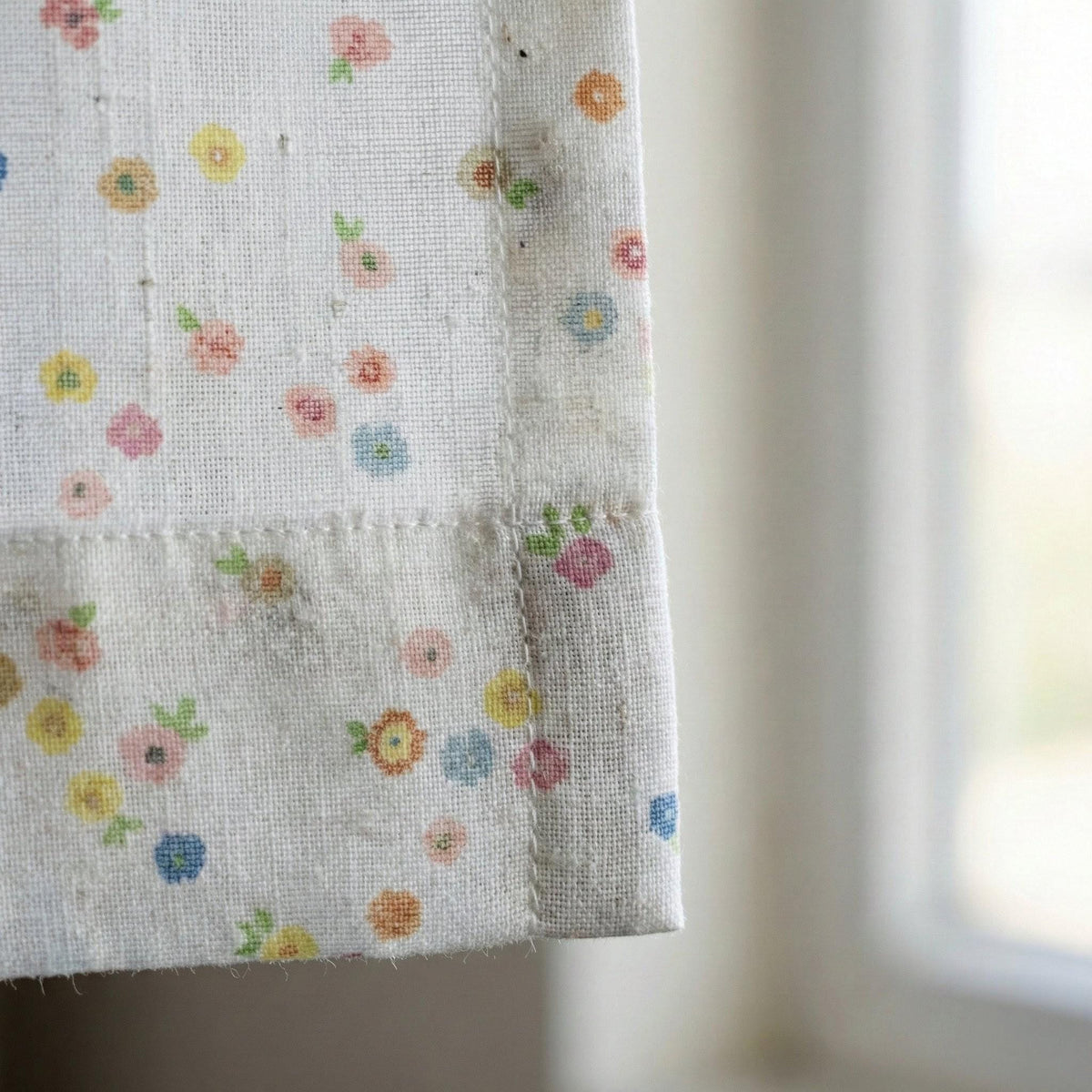 Ditsy Floral Linen Curtain | Pastel Flower Print, Kids Room — image 8