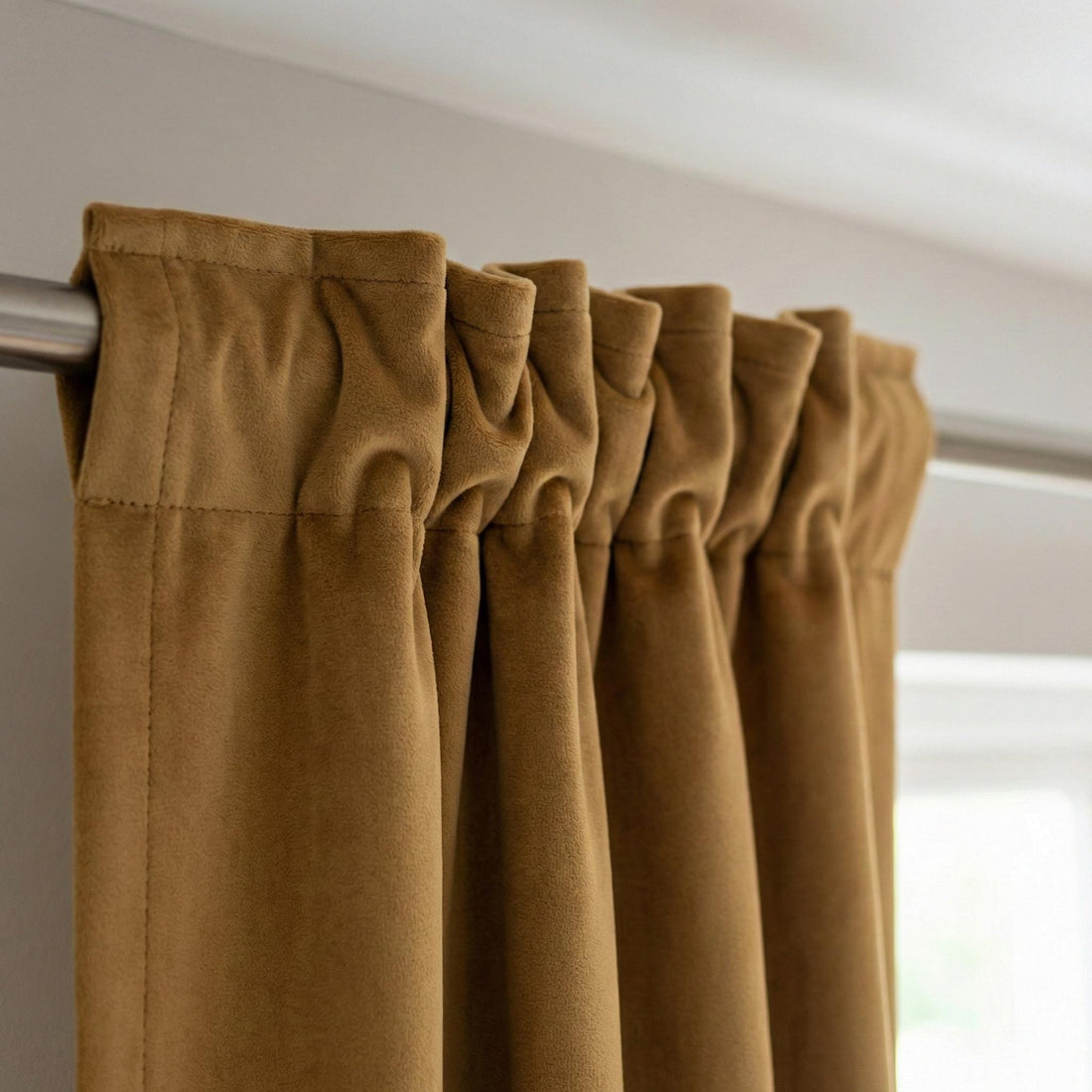 Mustard Gold Matte Velvet Curtains, Custom Size, Blackout Option, Rod Pocket/Grommet Top — image 1