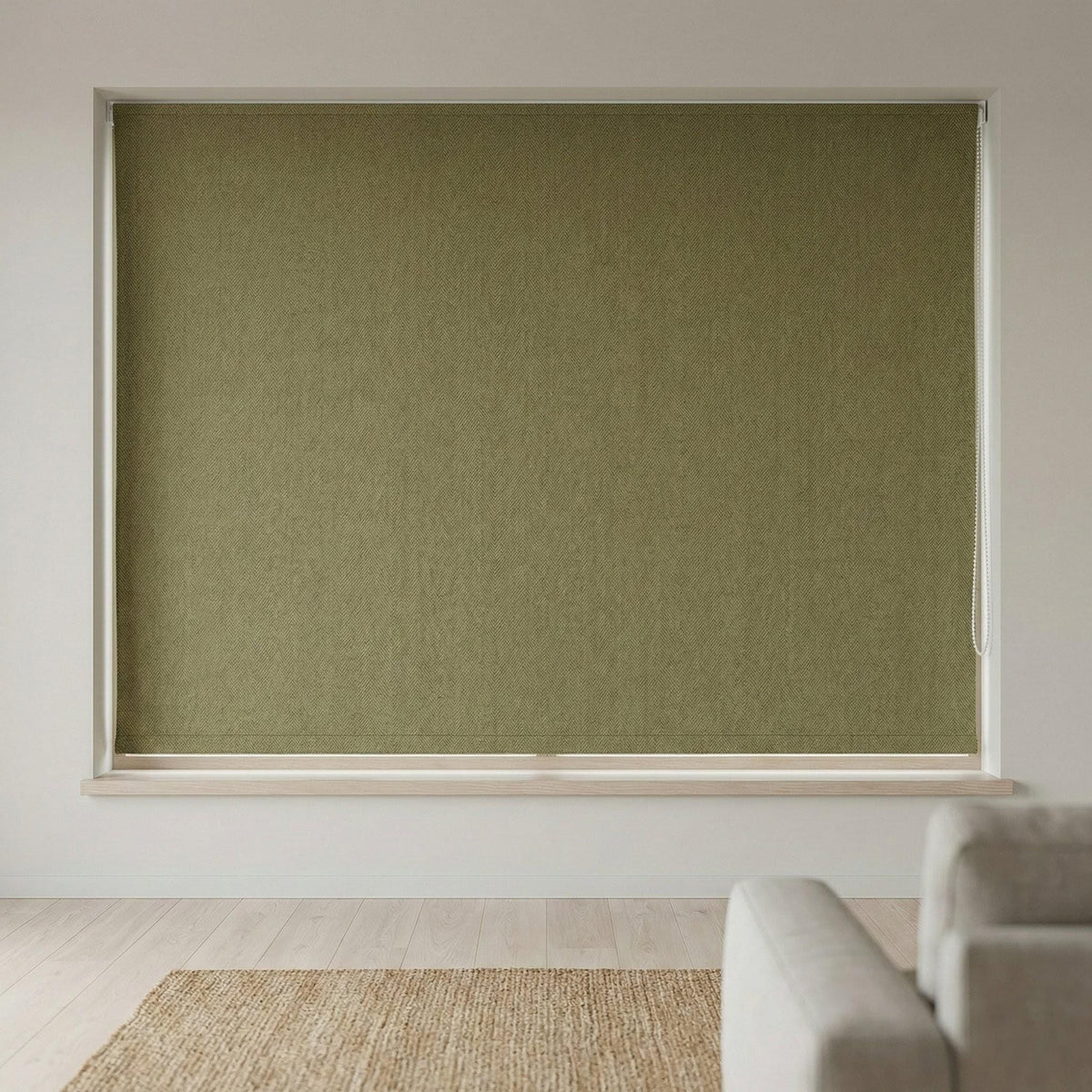 Moss Green Herringbone Linen Roman Shade, Custom Corded Window Blind, OEKO-TEX — image 8