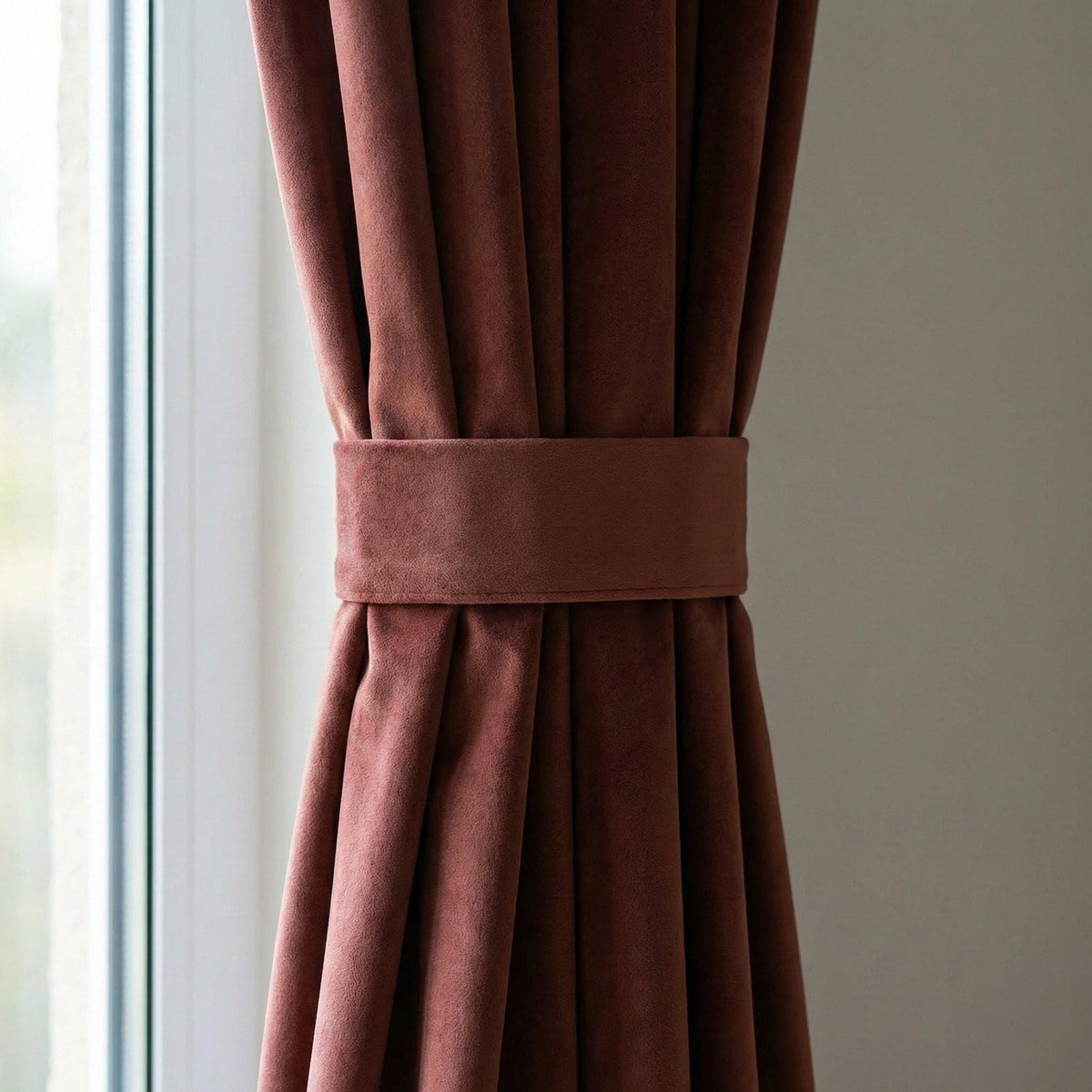 Deep Rust Velvet Curtain, 100% Blackout Lined, Custom Size — image 4