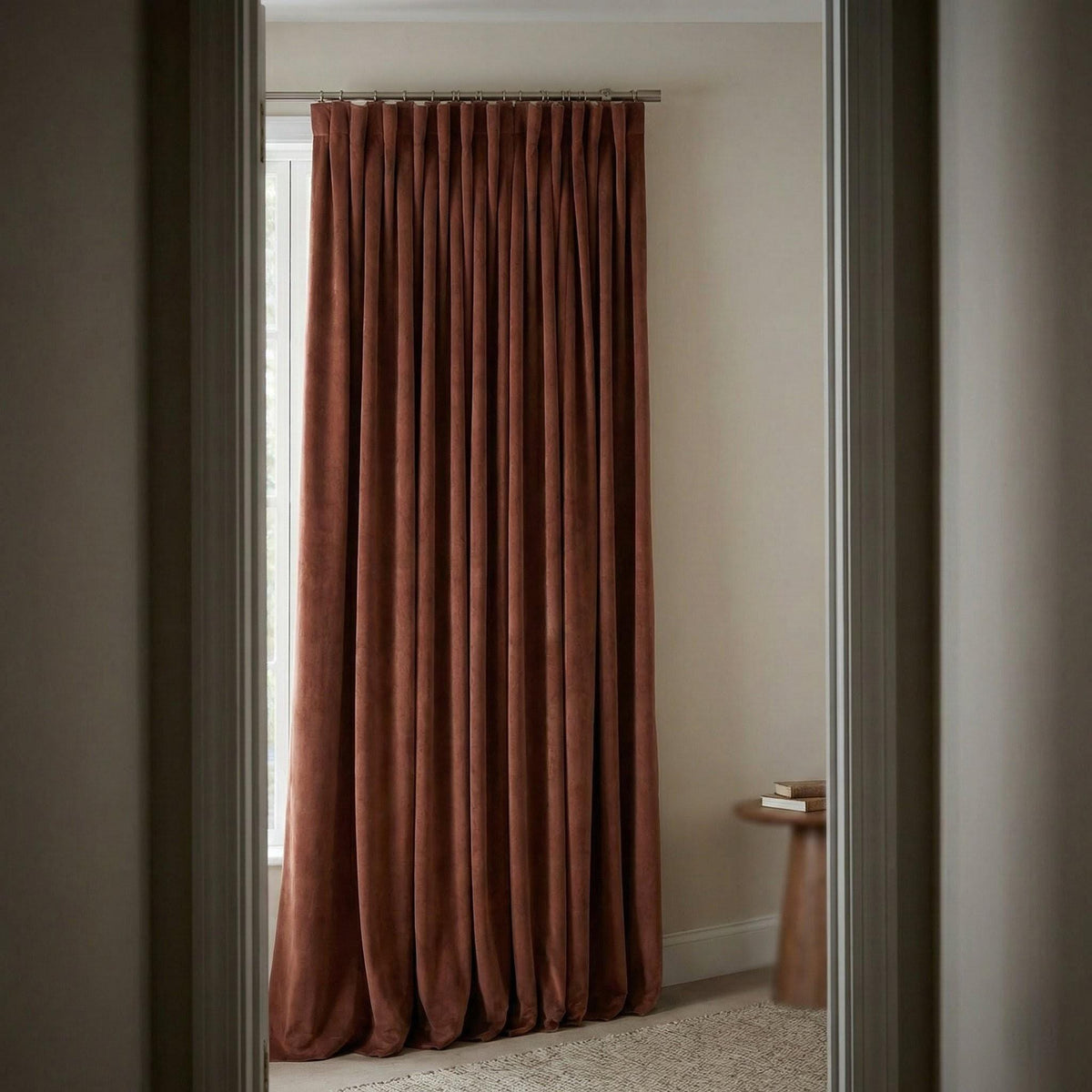 Deep Rust Velvet Curtain, 100% Blackout Lined, Custom Size — image 7