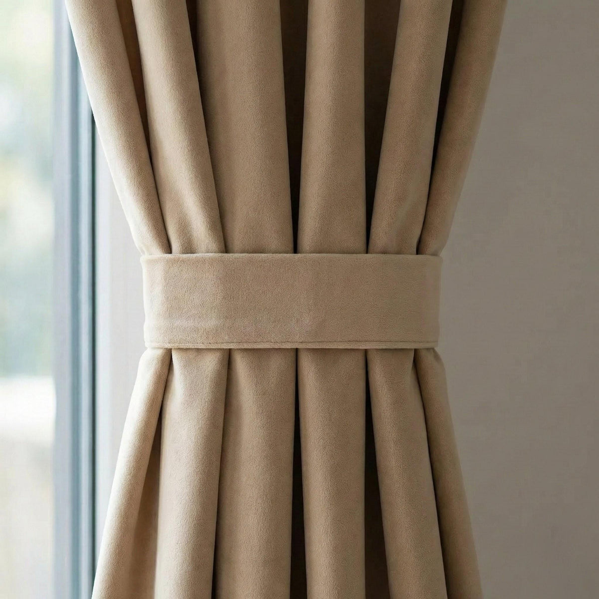 Cream Beige Velvet Curtains, 320 GSM Heavyweight, Custom Size — image 4