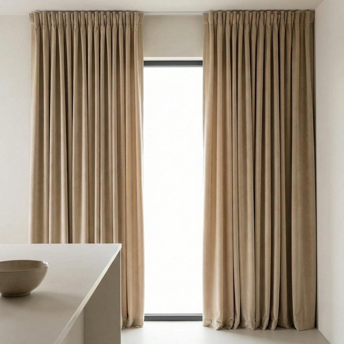 Cream Beige Velvet Curtains, 320 GSM Heavyweight, Custom Size — image 8
