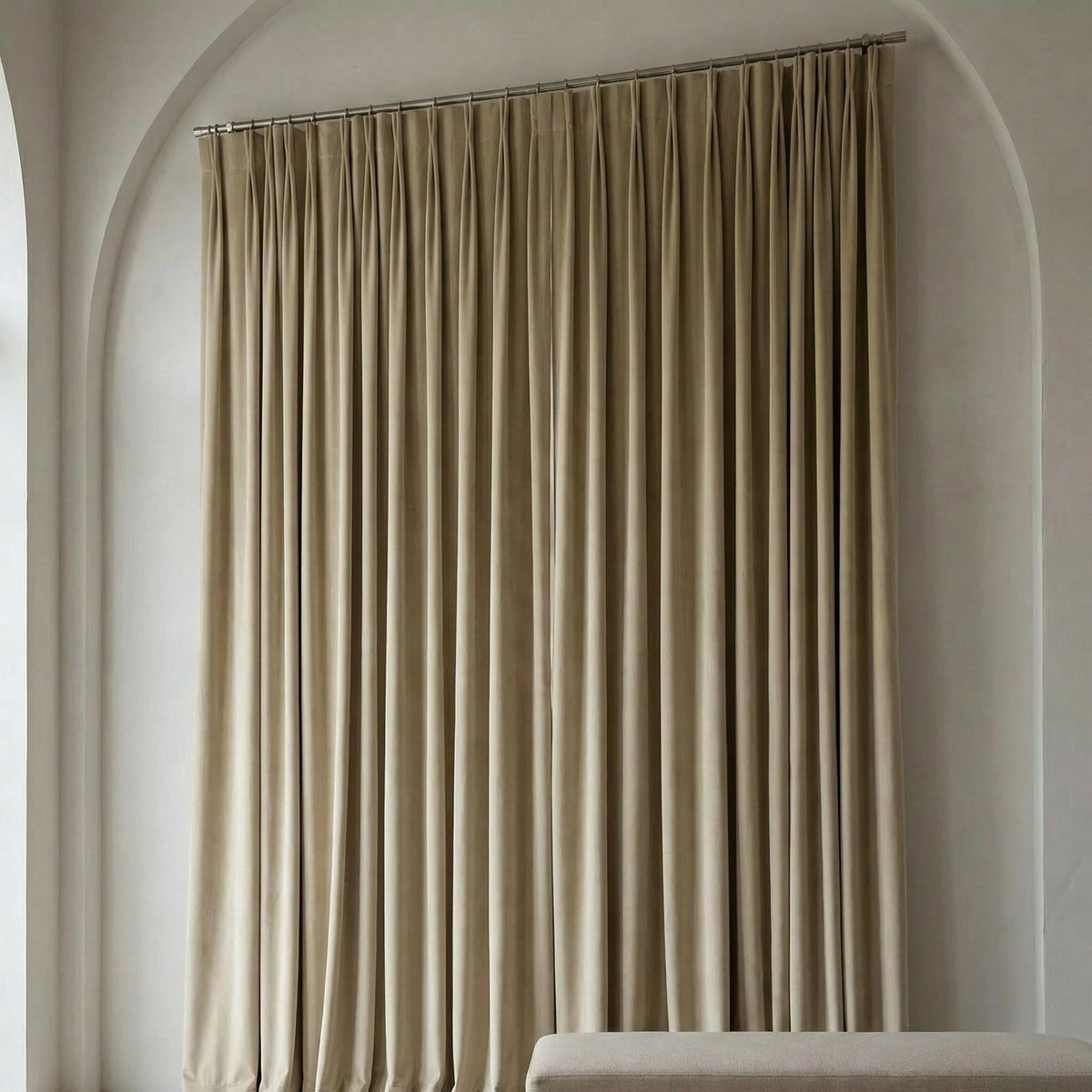 Pale Beige Velvet Curtains, 320 GSM Heavyweight, Blackout Option — image 7