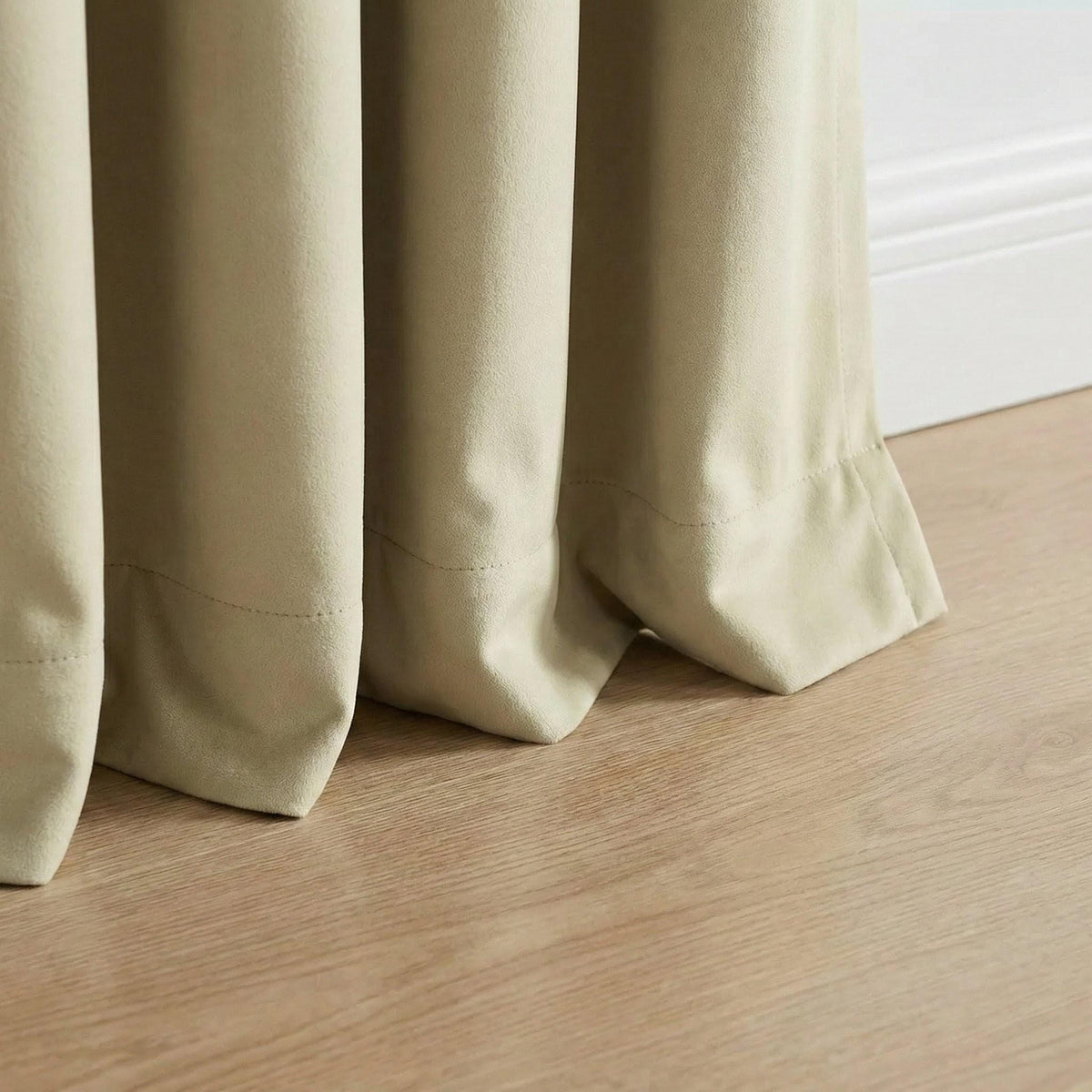 Pale Beige Velvet Curtains, 320 GSM Heavyweight, Blackout Option — image 4