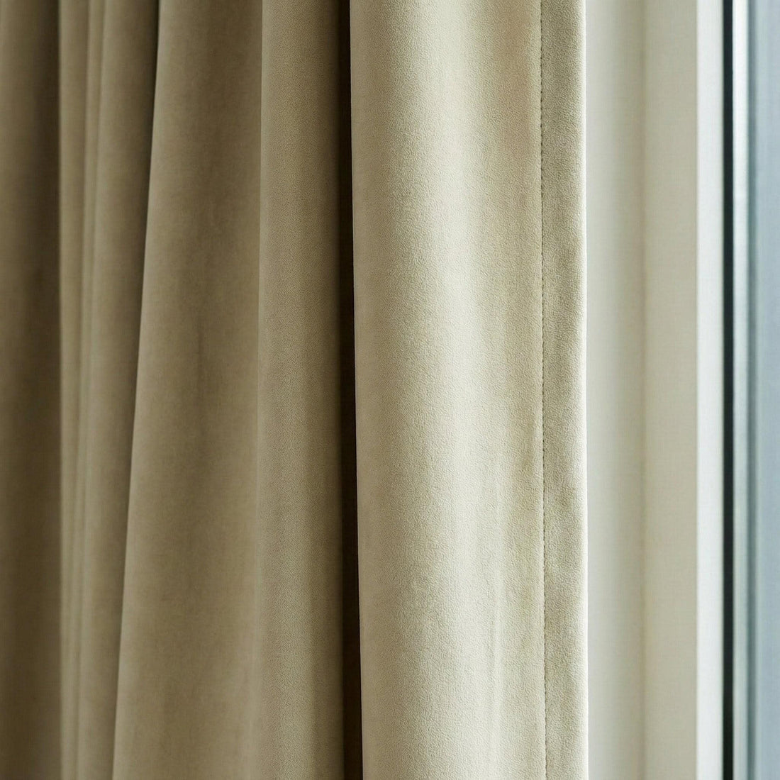 Pale Beige Velvet Curtains, 320 GSM Heavyweight, Blackout Option — image 1