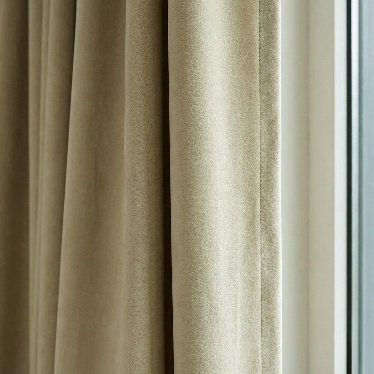 Pale Beige Velvet Curtains, 320 GSM Heavyweight, Blackout Option — image 1