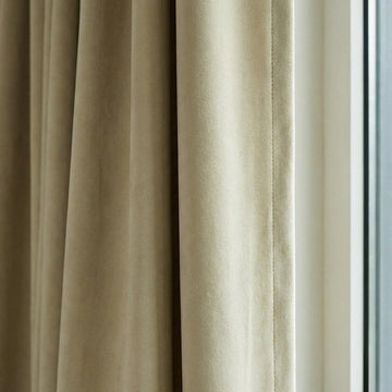 Pale Beige Velvet Curtains, 320 GSM Heavyweight, Blackout Option — image 1