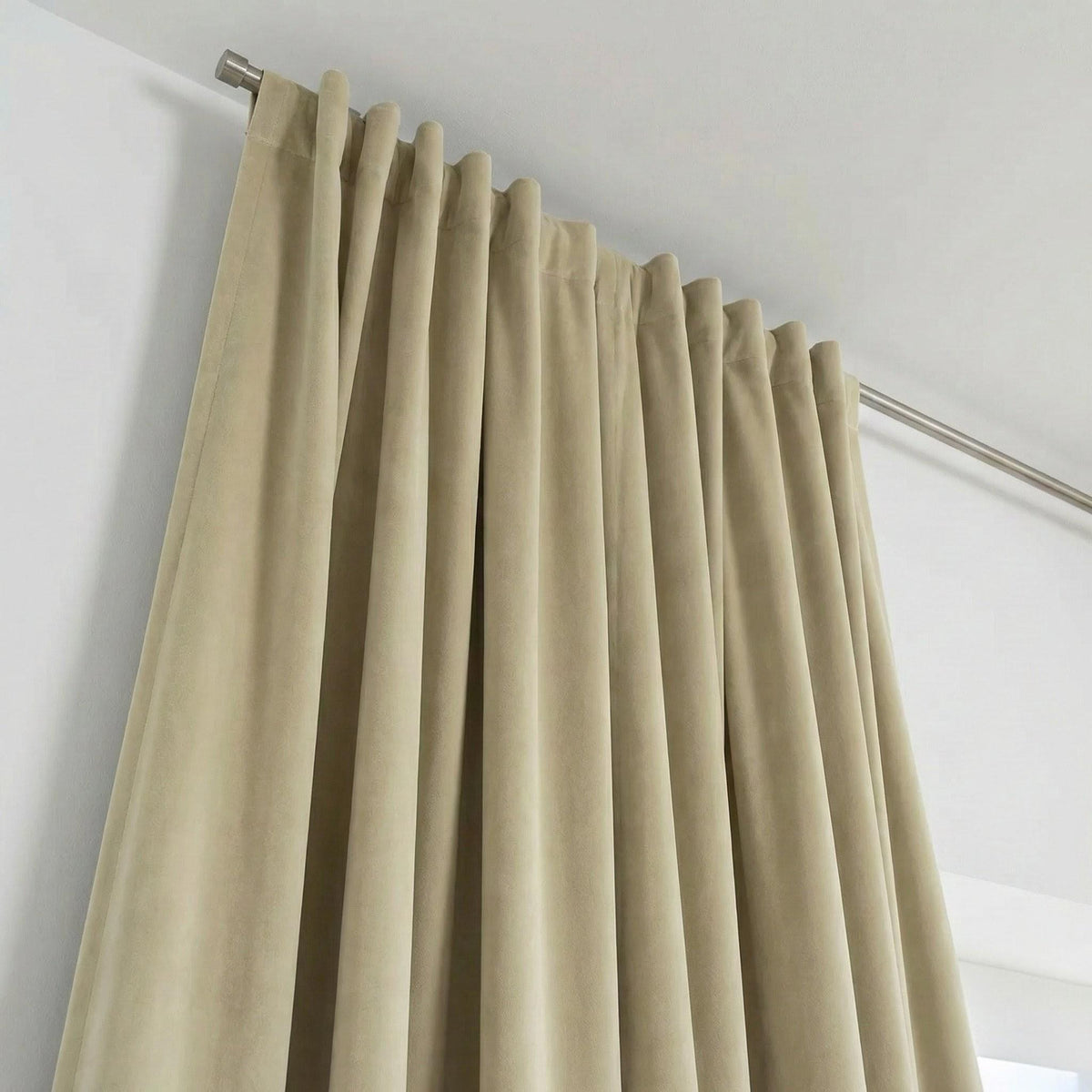 Pale Beige Velvet Curtains, 320 GSM Heavyweight, Blackout Option — image 6