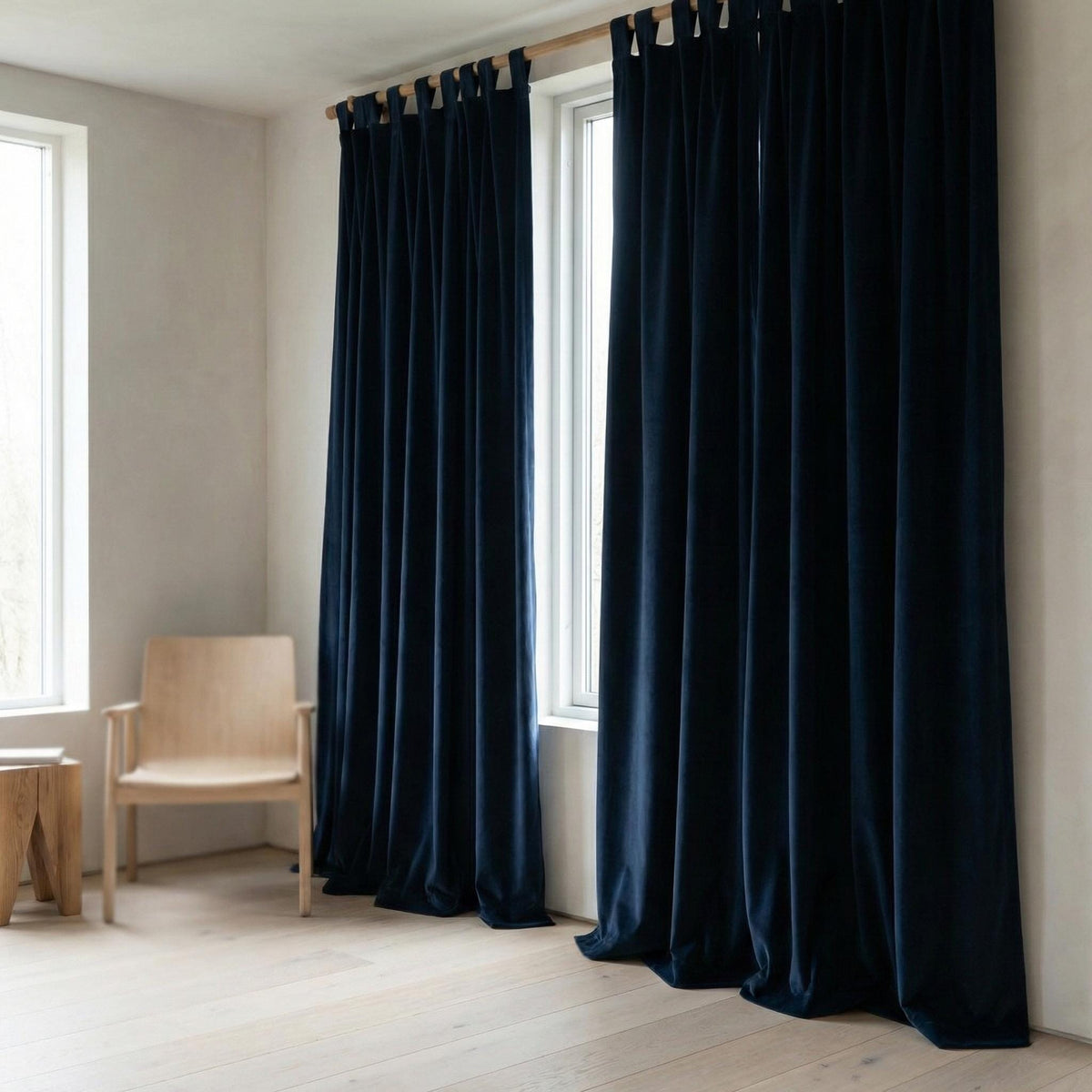 Navy Blue Velvet Curtains, 320 GSM Heavyweight, Blackout Options — image 4