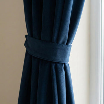 Navy Blue Velvet Curtains, 320 GSM Heavyweight, Blackout Options — image 1