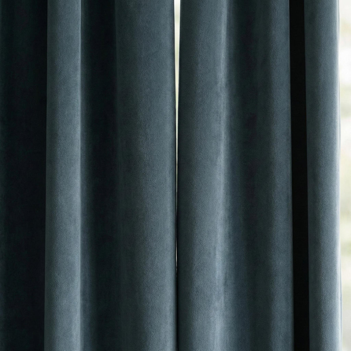 Slate Blue Grey Matte Velvet Curtains, Custom Size, Unlined/Cotton Lined/100% Blackout, Rod Pocket Back Tab Grommet Hooks Top — image 6