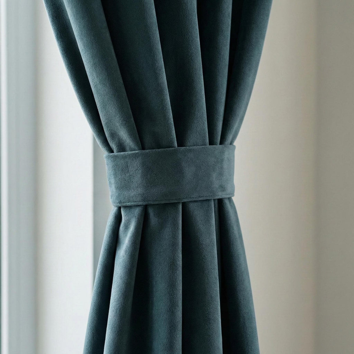 Slate Blue Grey Matte Velvet Curtains, Custom Size, Unlined/Cotton Lined/100% Blackout, Rod Pocket Back Tab Grommet Hooks Top — image 1