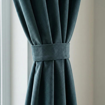 Slate Blue Grey Matte Velvet Curtains, Custom Size, Unlined/Cotton Lined/100% Blackout, Rod Pocket Back Tab Grommet Hooks Top — image 1