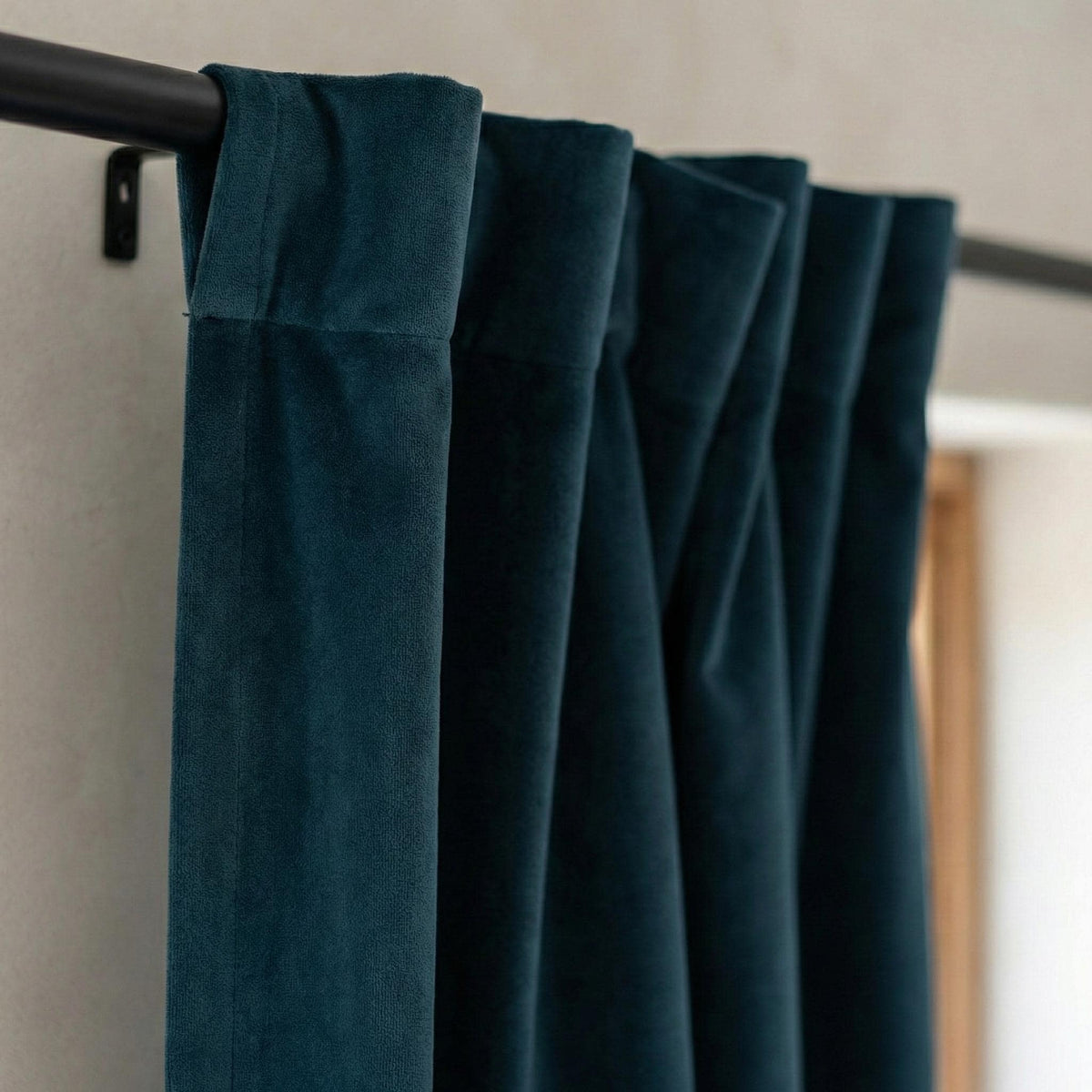 Deep Teal Velvet Curtains, Blackout Option, Custom Size — image 1