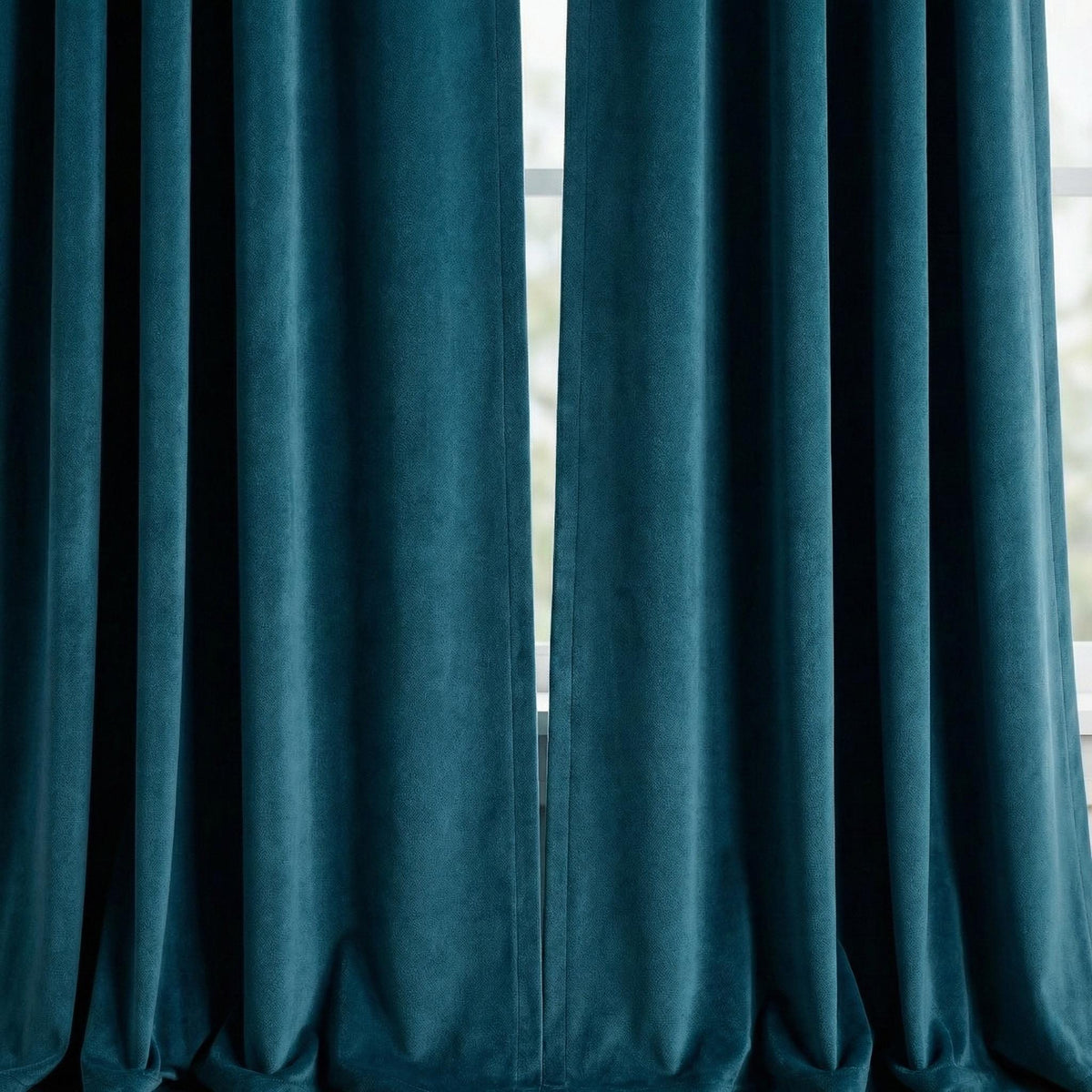 Ocean Blue Velvet Curtains, Teal Coastal Decor, Custom Size — image 6