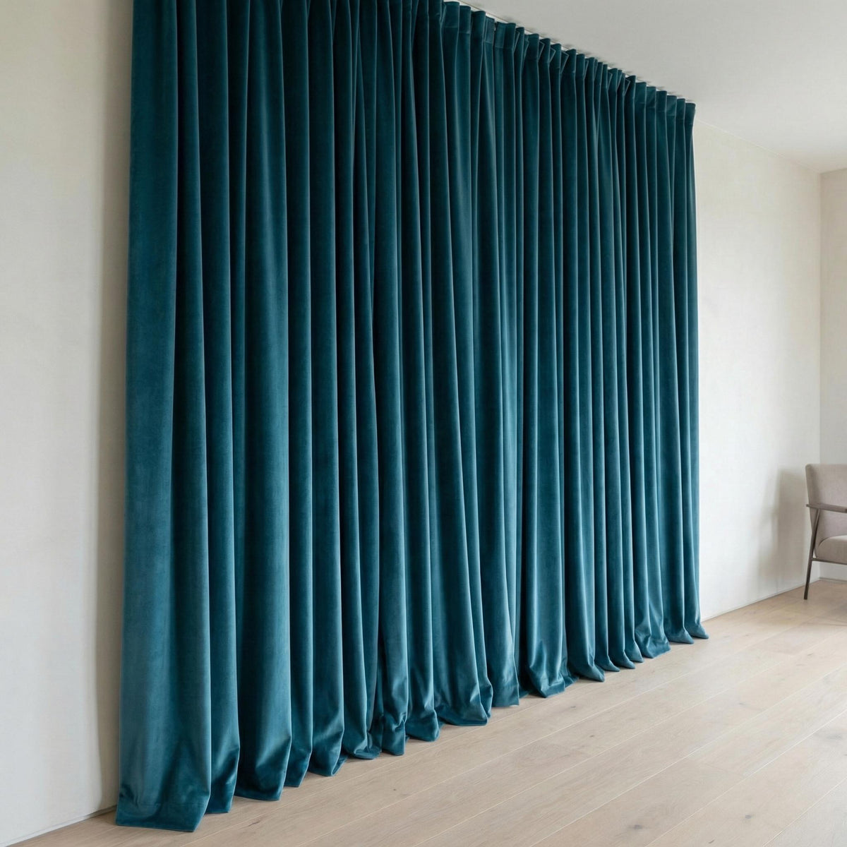 Ocean Blue Velvet Curtains, Teal Coastal Decor, Custom Size — image 2