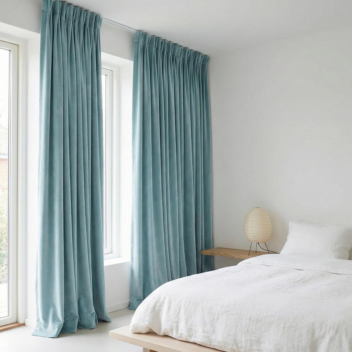 Ice Blue Velvet Curtains, Matte Finish, Custom Size, Blackout Option — image 3