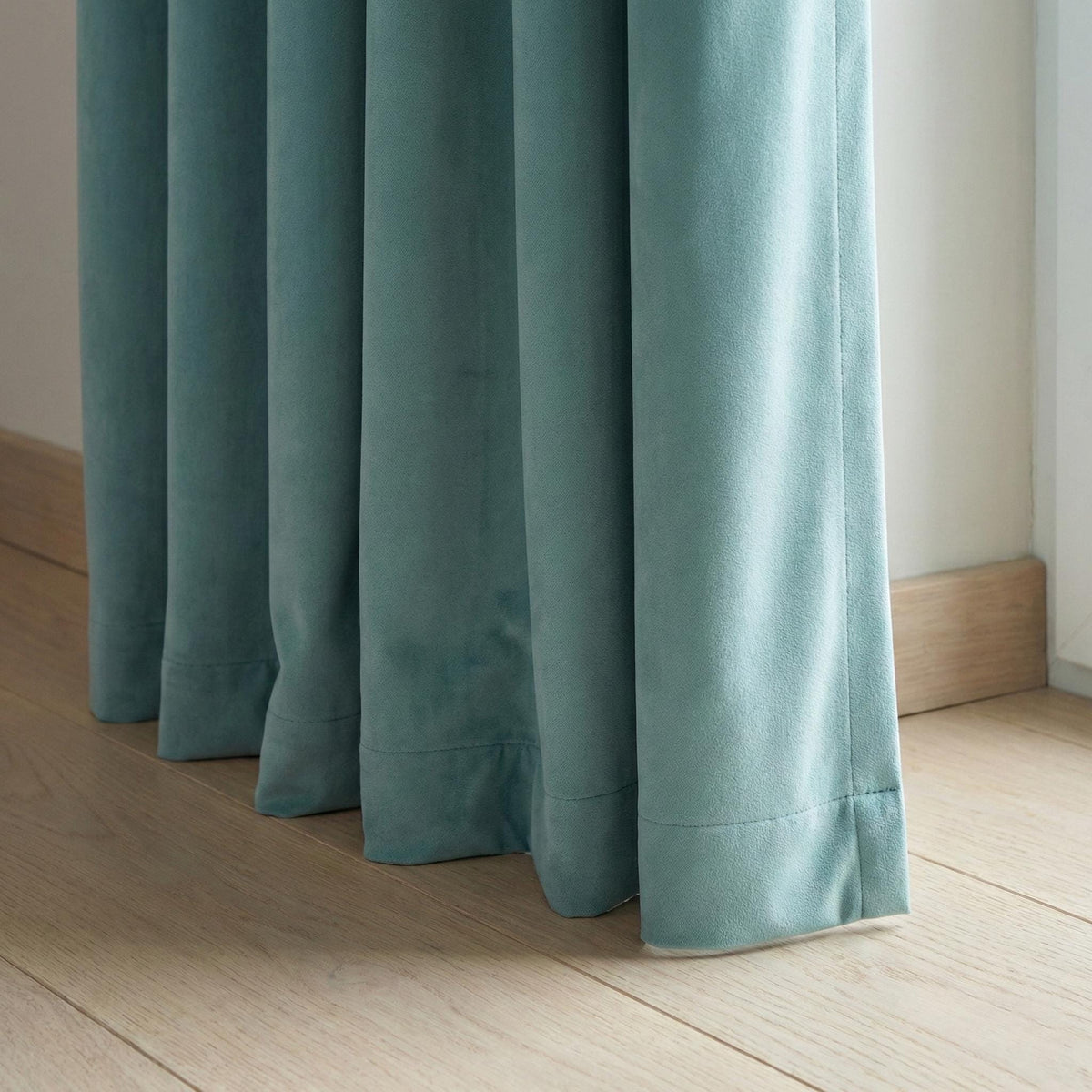 Ice Blue Velvet Curtains, Matte Finish, Custom Size, Blackout Option — image 5