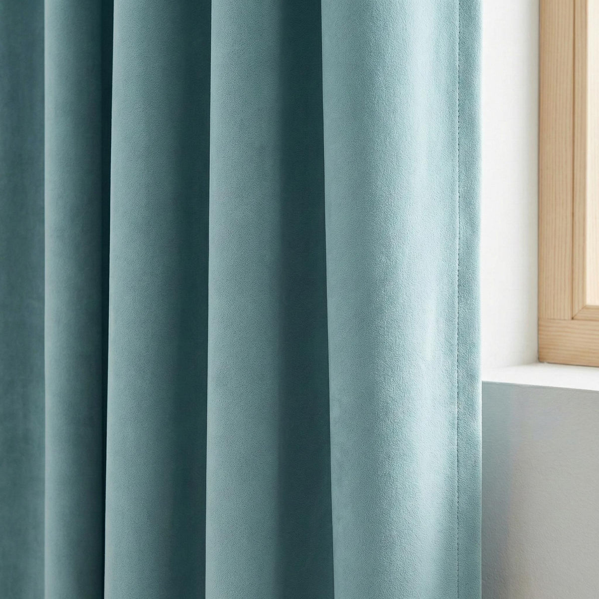 Ice Blue Velvet Curtains, Matte Finish, Custom Size, Blackout Option — image 1