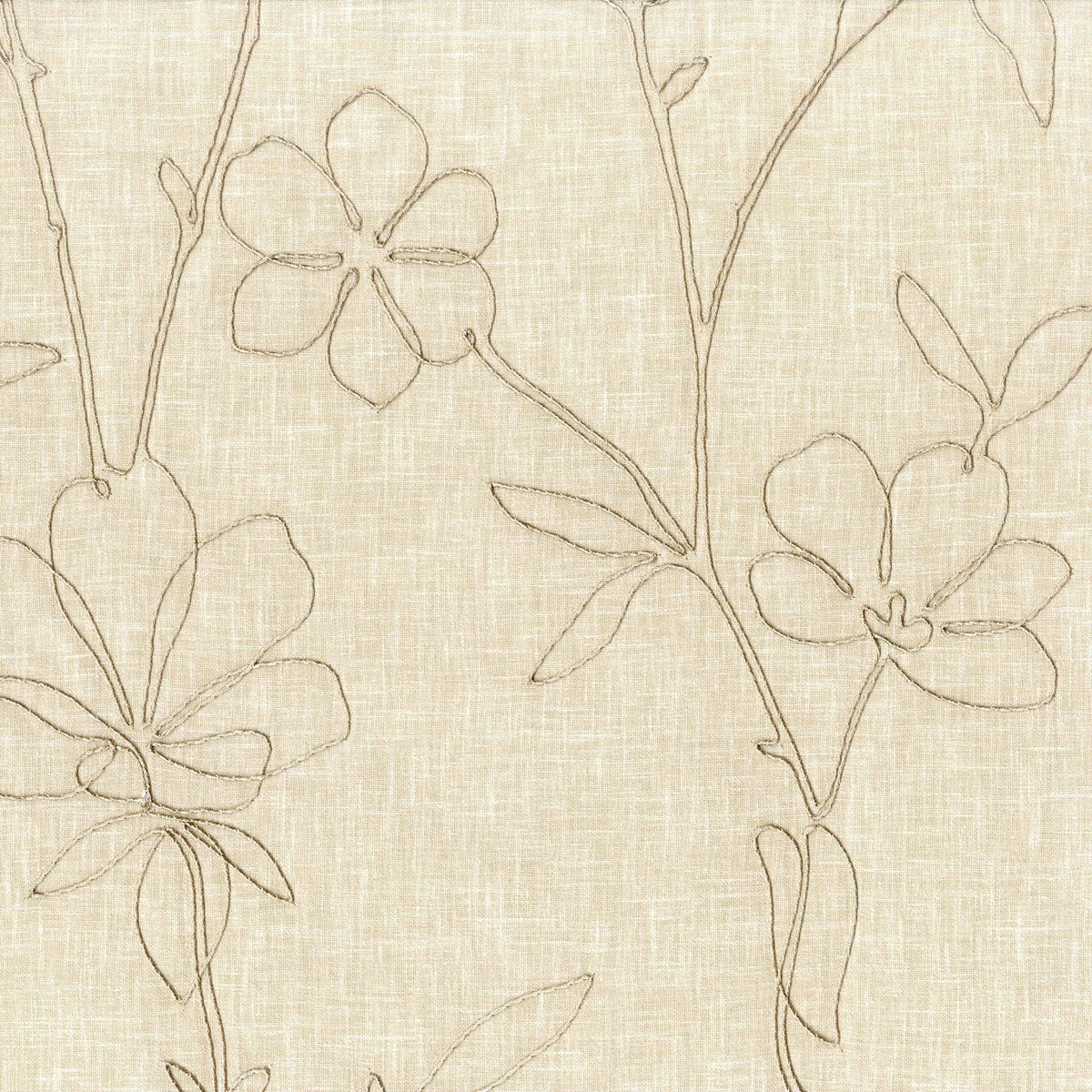 Beige Linen Curtains, Floral Embroidered, Custom Size, Unlined/Lined — image 9