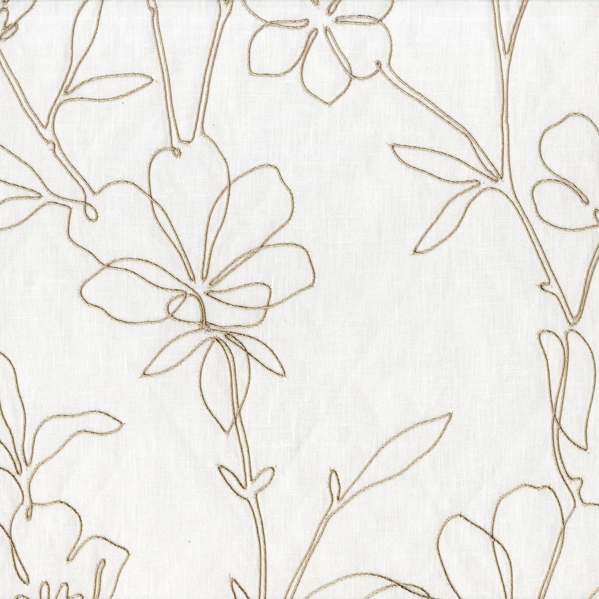 Embroidered Linen Curtain, Floral Outline Stitch, Custom Size — image 9