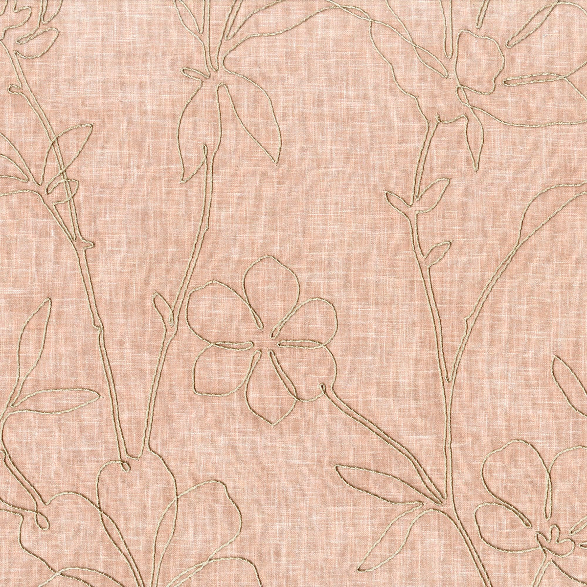 Embroidered Linen Curtains, Dusty Blush Pink, Minimal Floral — image 4