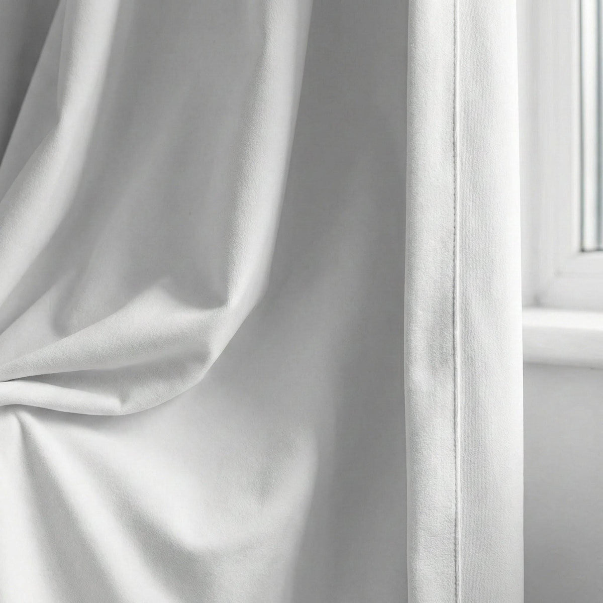 Snow White Velvet Curtains, 320 GSM, Blackout Options, Custom Size — image 6