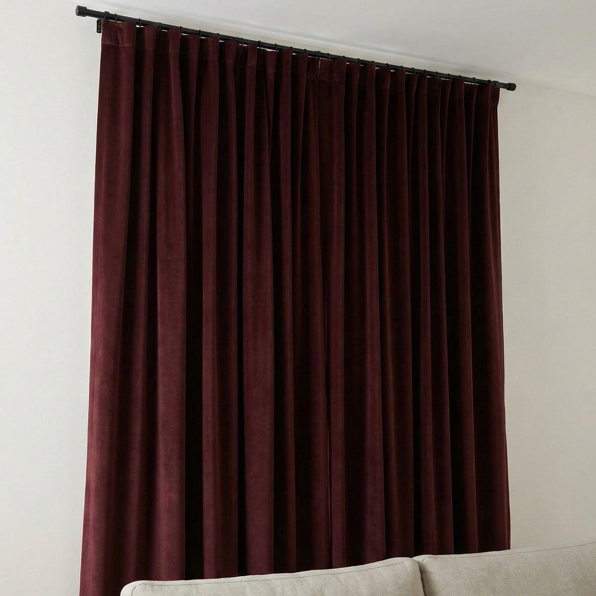 Burgundy Matte Velvet Curtains, 100% Blackout Option, Custom Size — image 4