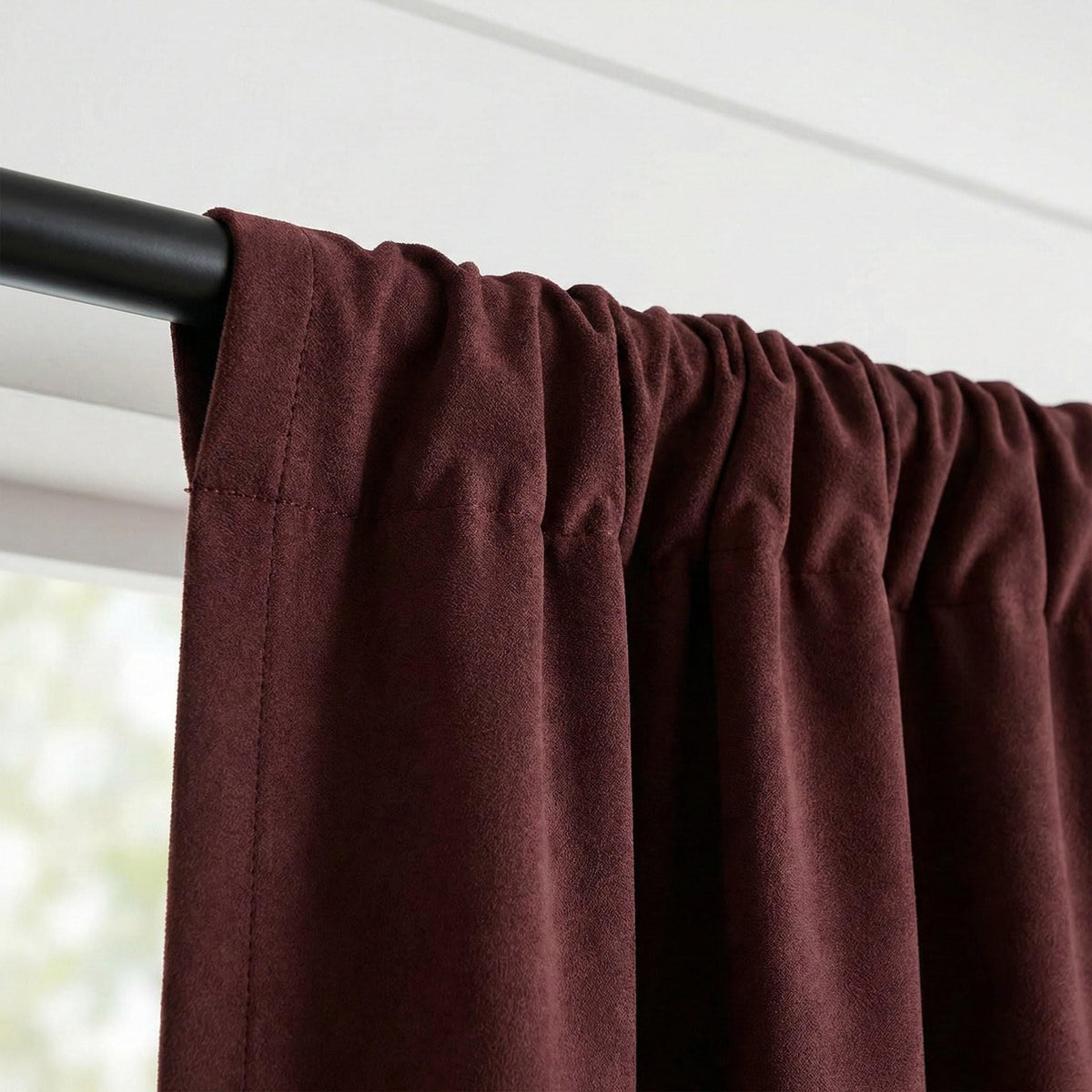 Burgundy Matte Velvet Curtains, 100% Blackout Option, Custom Size — image 6