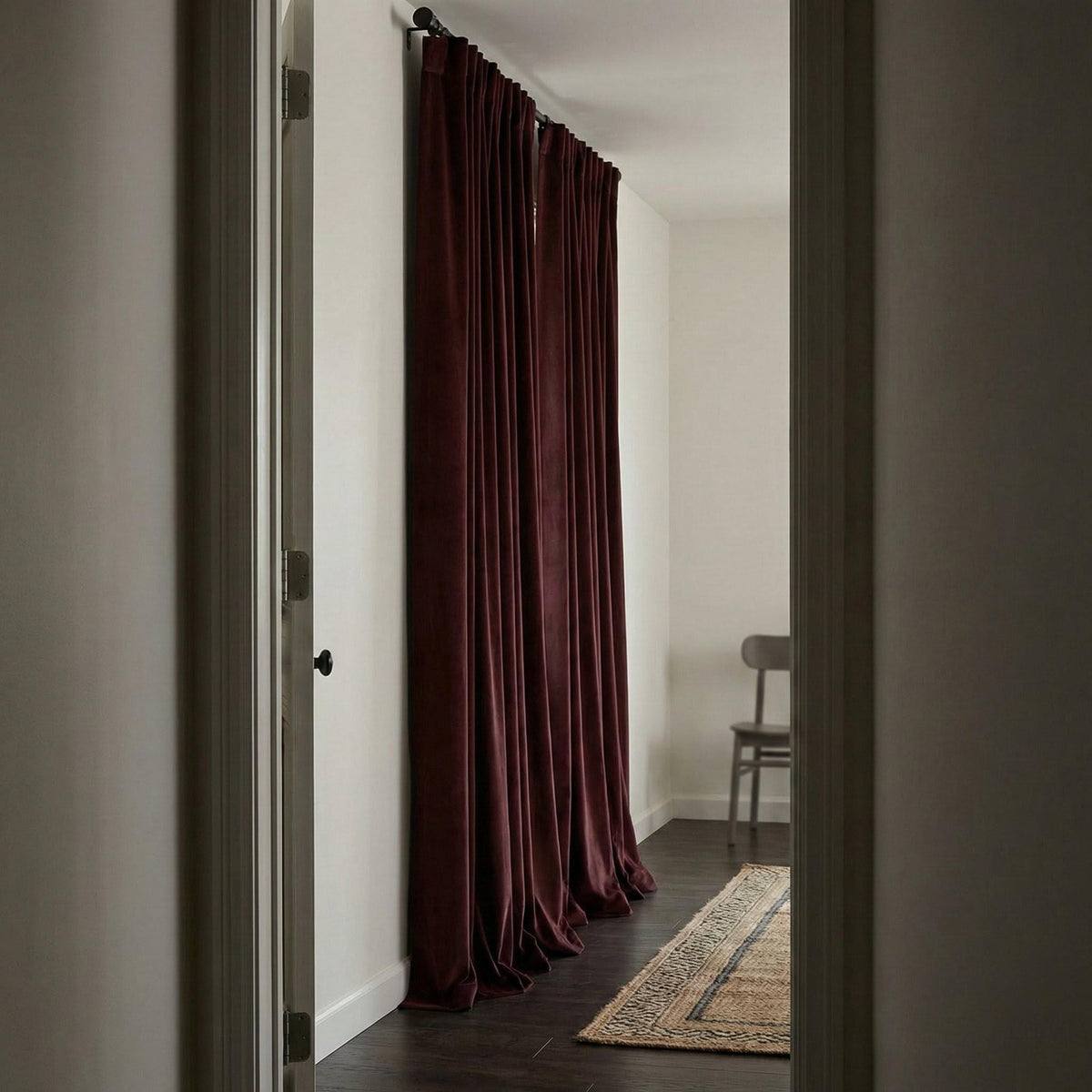 Burgundy Matte Velvet Curtains, 100% Blackout Option, Custom Size — image 8