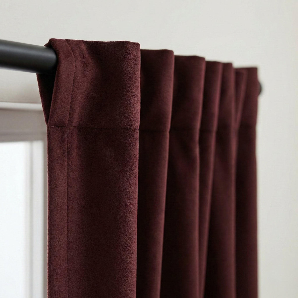 Burgundy Matte Velvet Curtains, 100% Blackout Option, Custom Size — image 2