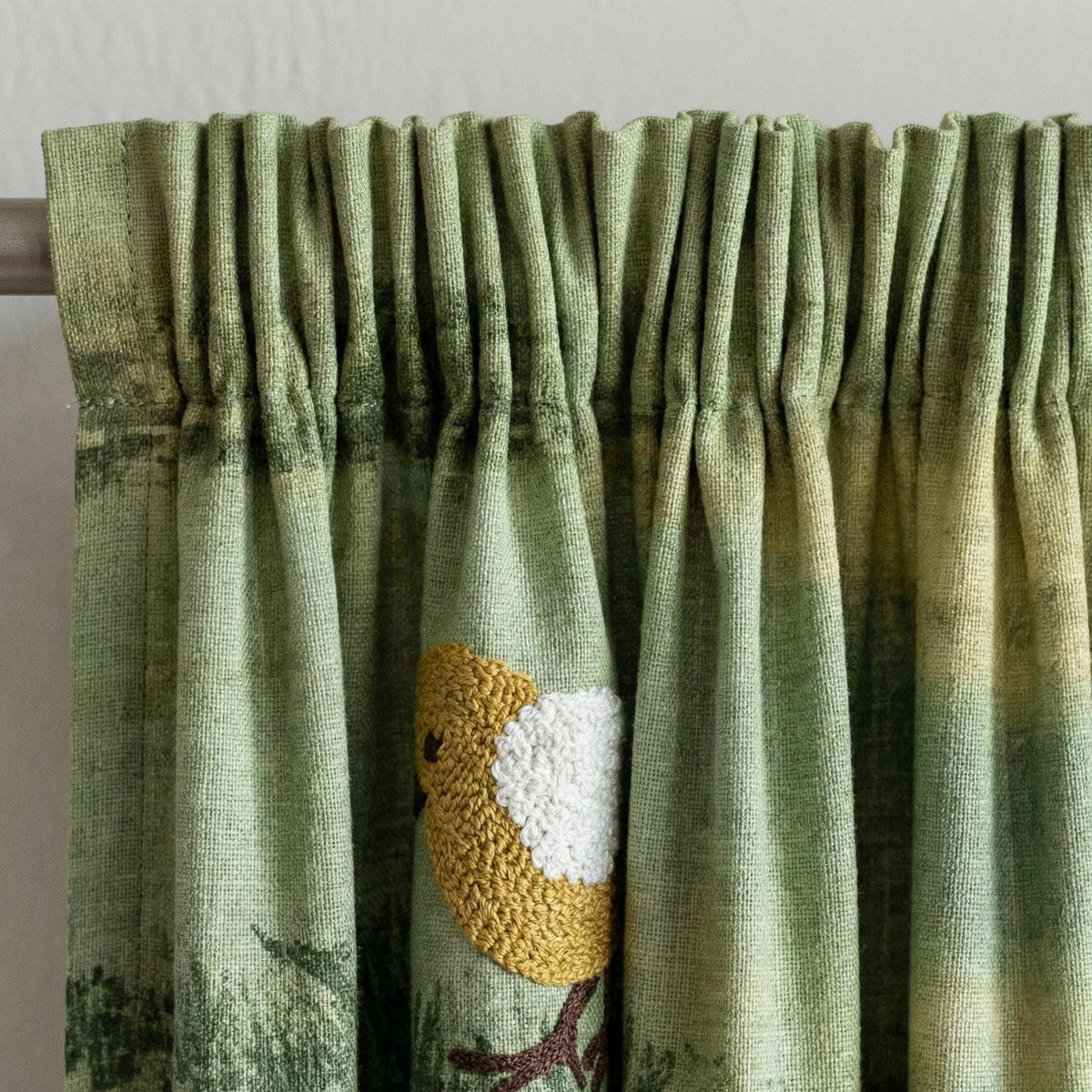 Chick Embroidered Linen Nursery Curtains, Farmhouse Style — image 8