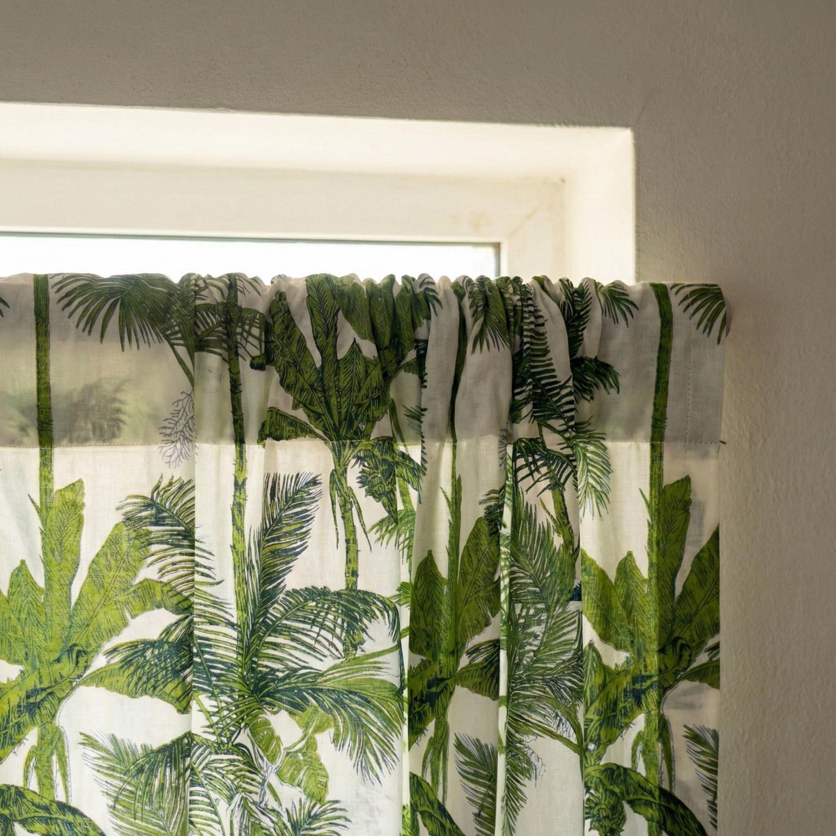 Green Palm Tree Curtains, Organic Cotton Botanical Print, Custom Size — image 10