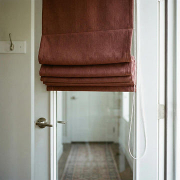 Cinnamon Brick Linen Roman Shade, Herringbone Corded Window Blind, Oeko Tex — image 1