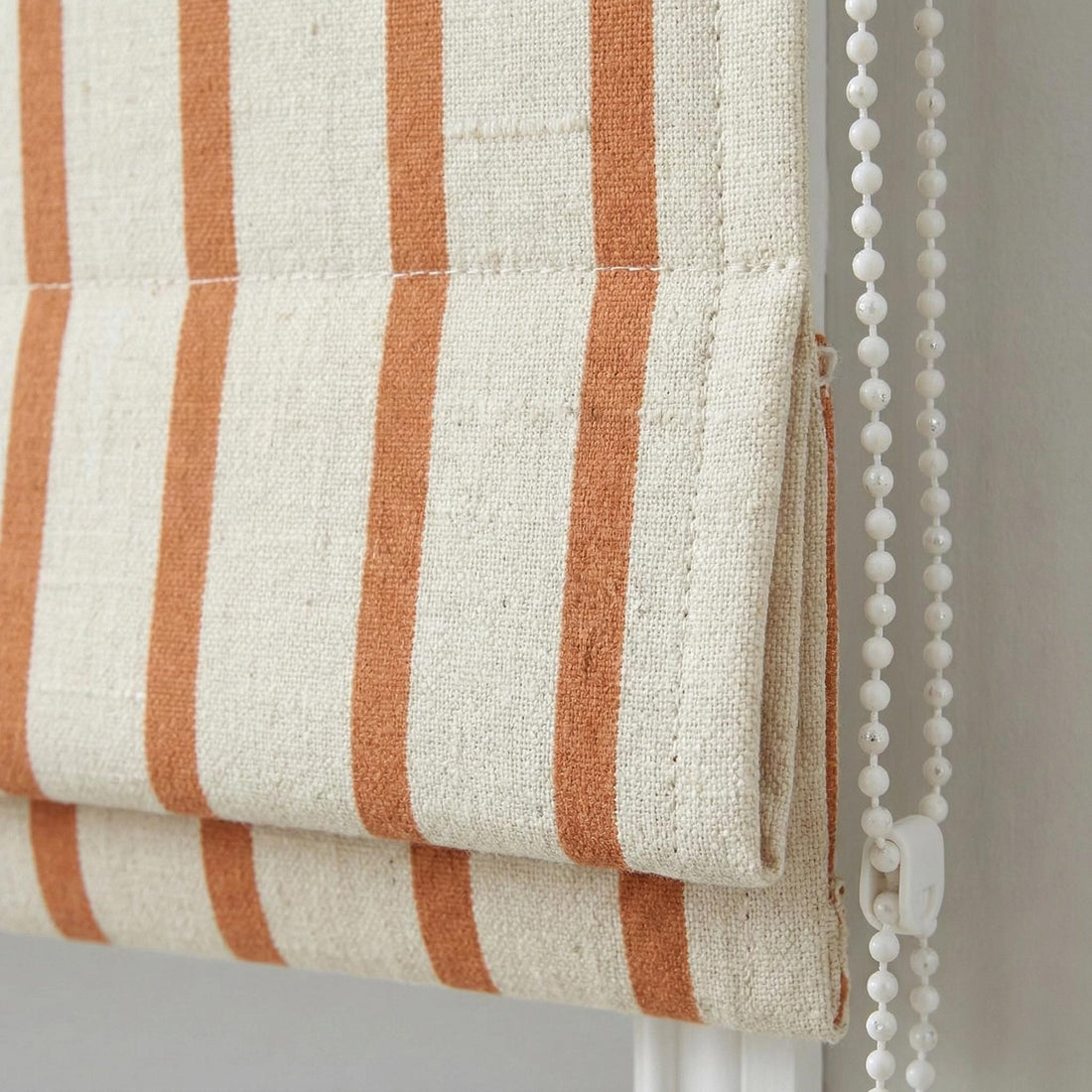 Terracotta Stripe Linen Roman Shade, OEKO-TEX Corded Roman Blind, Custom Size, Blackout or Light Filtering Liner, Modern Farmhouse — image 1