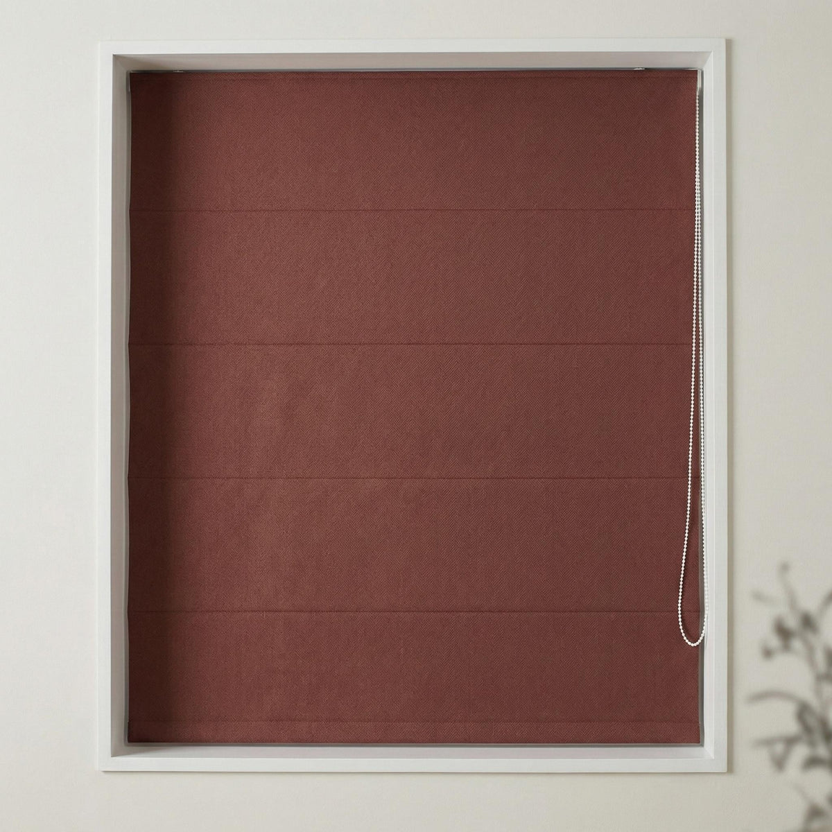 Cinnamon Brick Linen Roman Shade, Herringbone Corded Window Blind, Oeko Tex — image 4