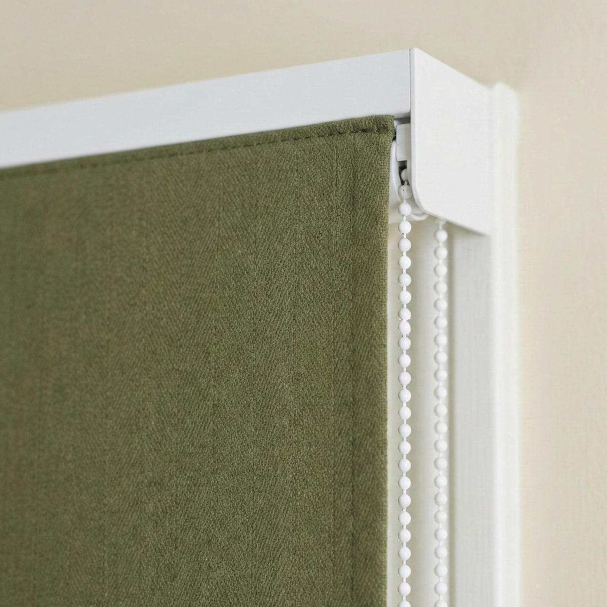 Olive Green Linen Roman Shade, Herringbone Corded Blind, Custom Size — image 9