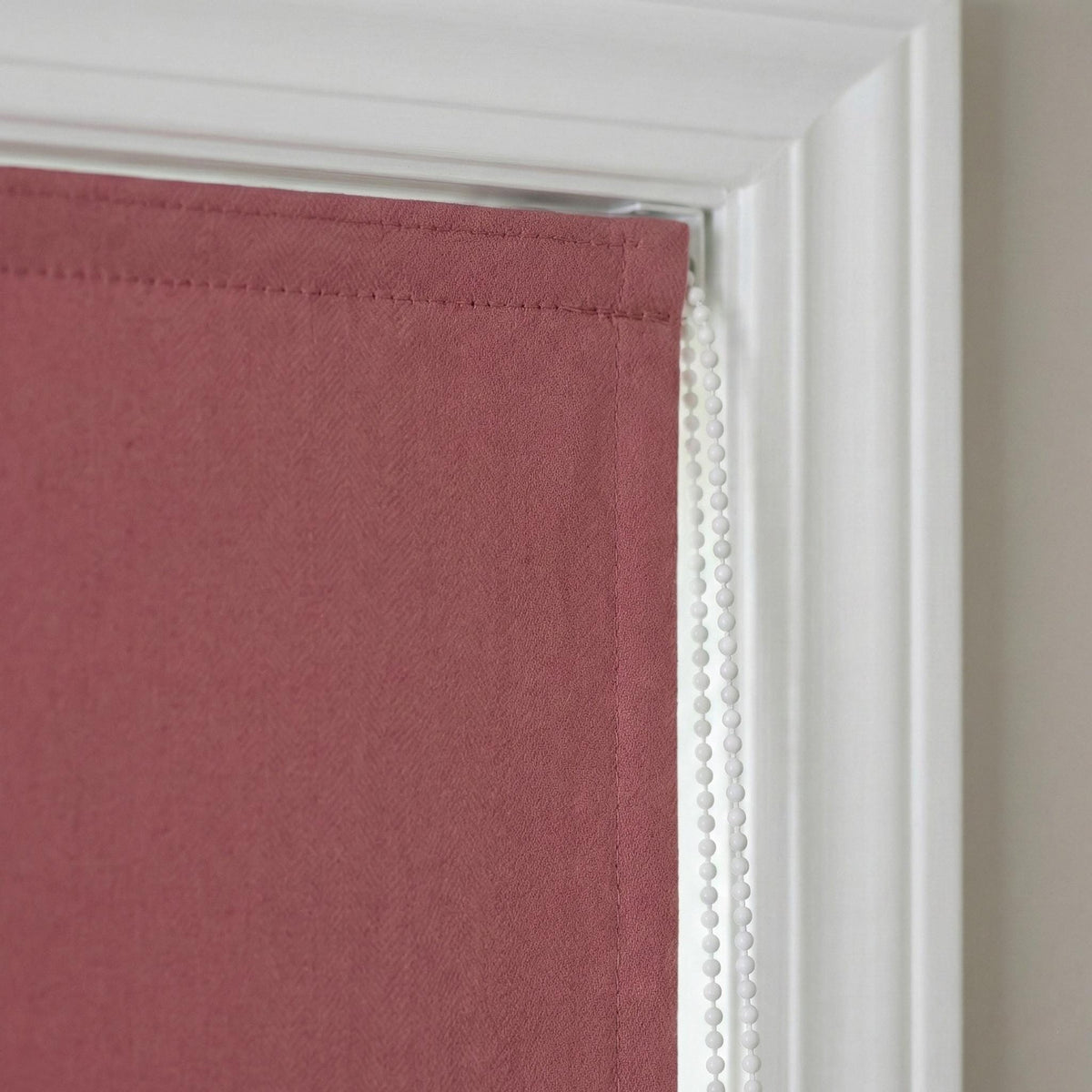 Custom Linen Roman Shade, Dusty Mauve Herringbone, Corded Window Blind — image 9