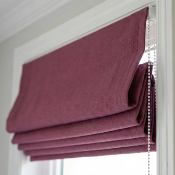 Mauve Plum Linen Roman Shade, Herringbone Window Blind, Custom Made — image 1