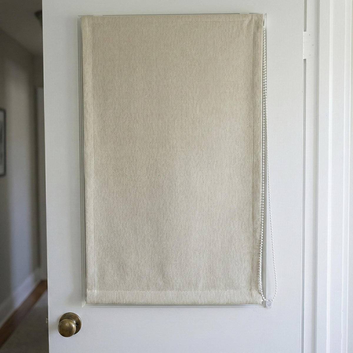 Oatmeal Linen Roman Shade, Herringbone Weave, Custom Corded Blind — image 5
