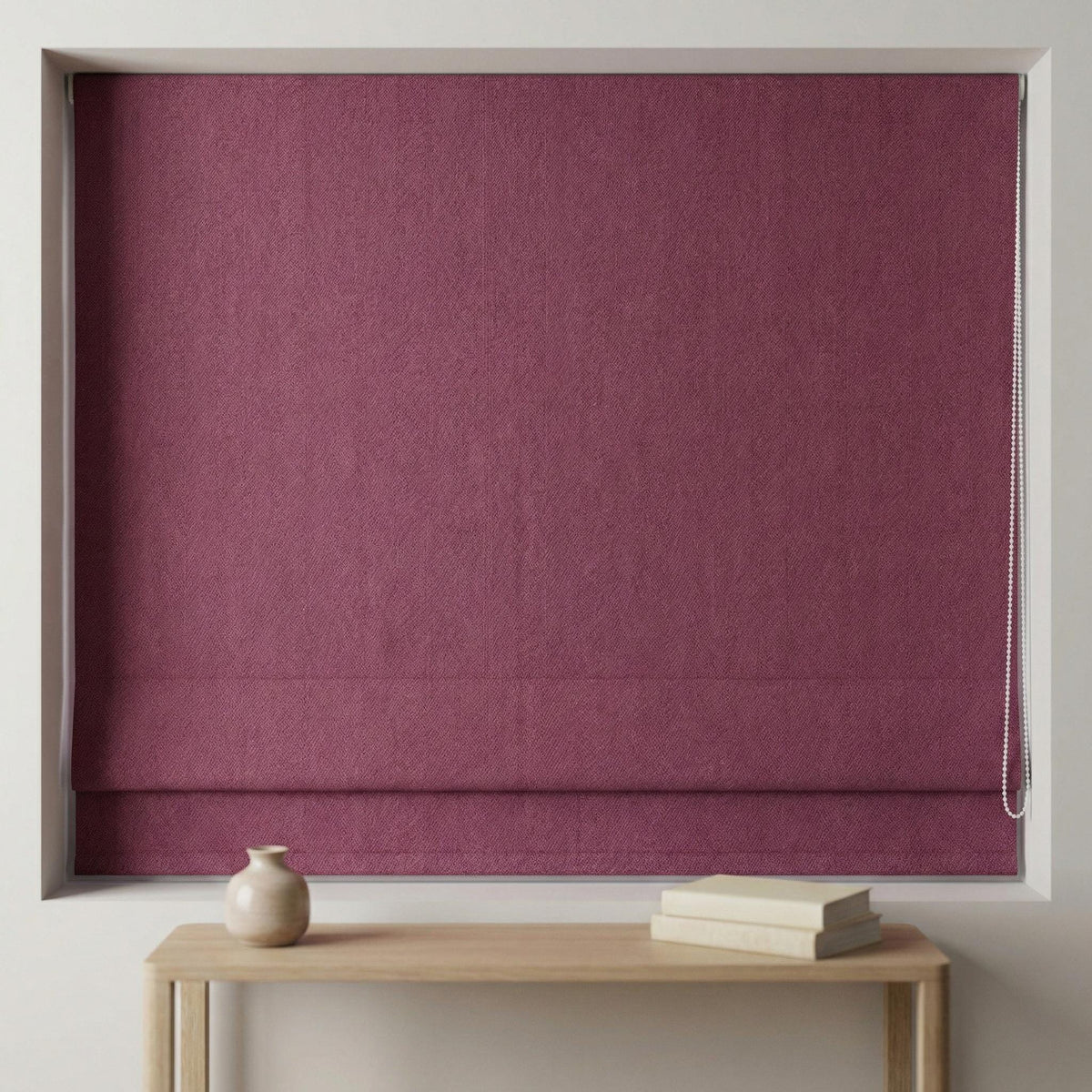 Mauve Plum Linen Roman Shade, Herringbone Window Blind, Custom Made — image 7
