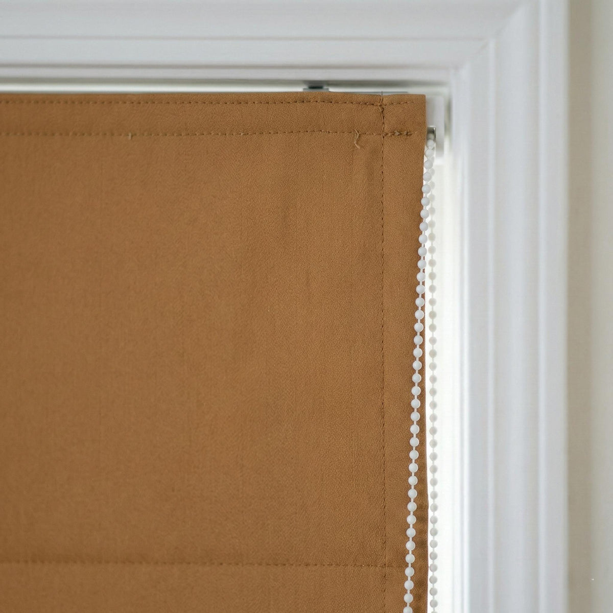 Custom Linen Roman Shade, Camel Tan Herringbone, Blackout or Light Filtering — image 7