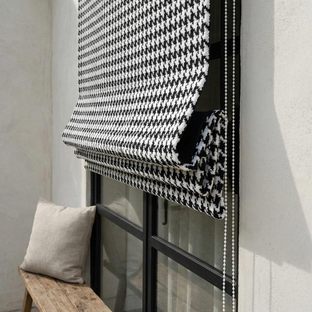 Roman Shade: Black and White Houndstooth - Organic Cotton — image 2