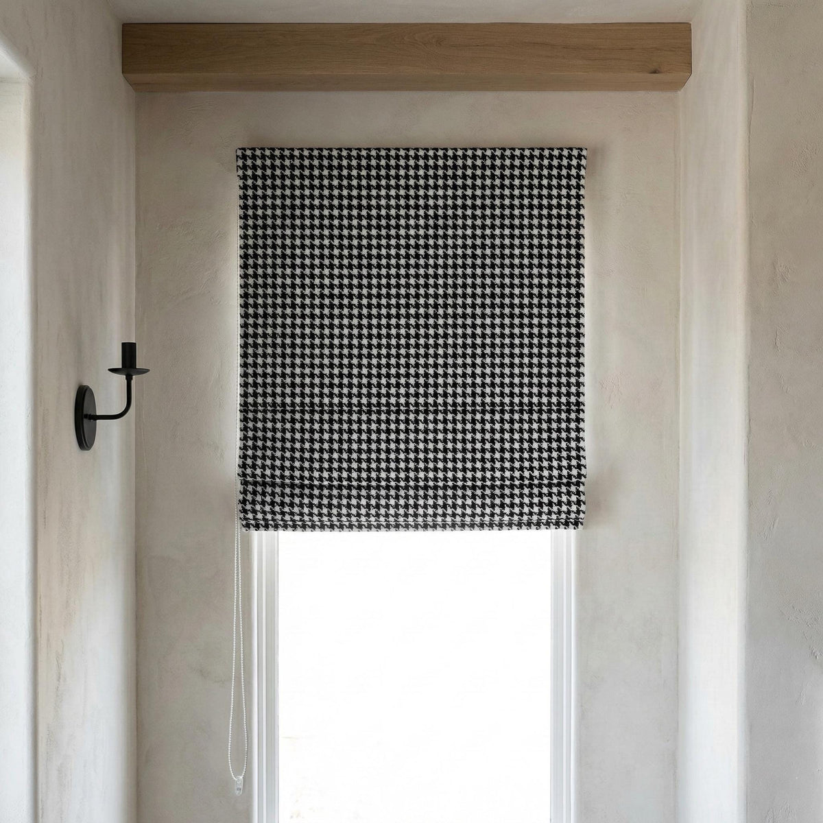 Roman Shade: Black and White Houndstooth - Organic Cotton — image 5