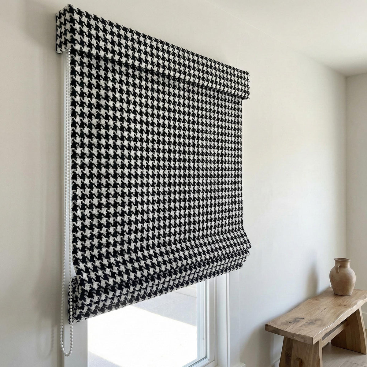 Roman Shade: Black and White Houndstooth - Organic Cotton — image 6