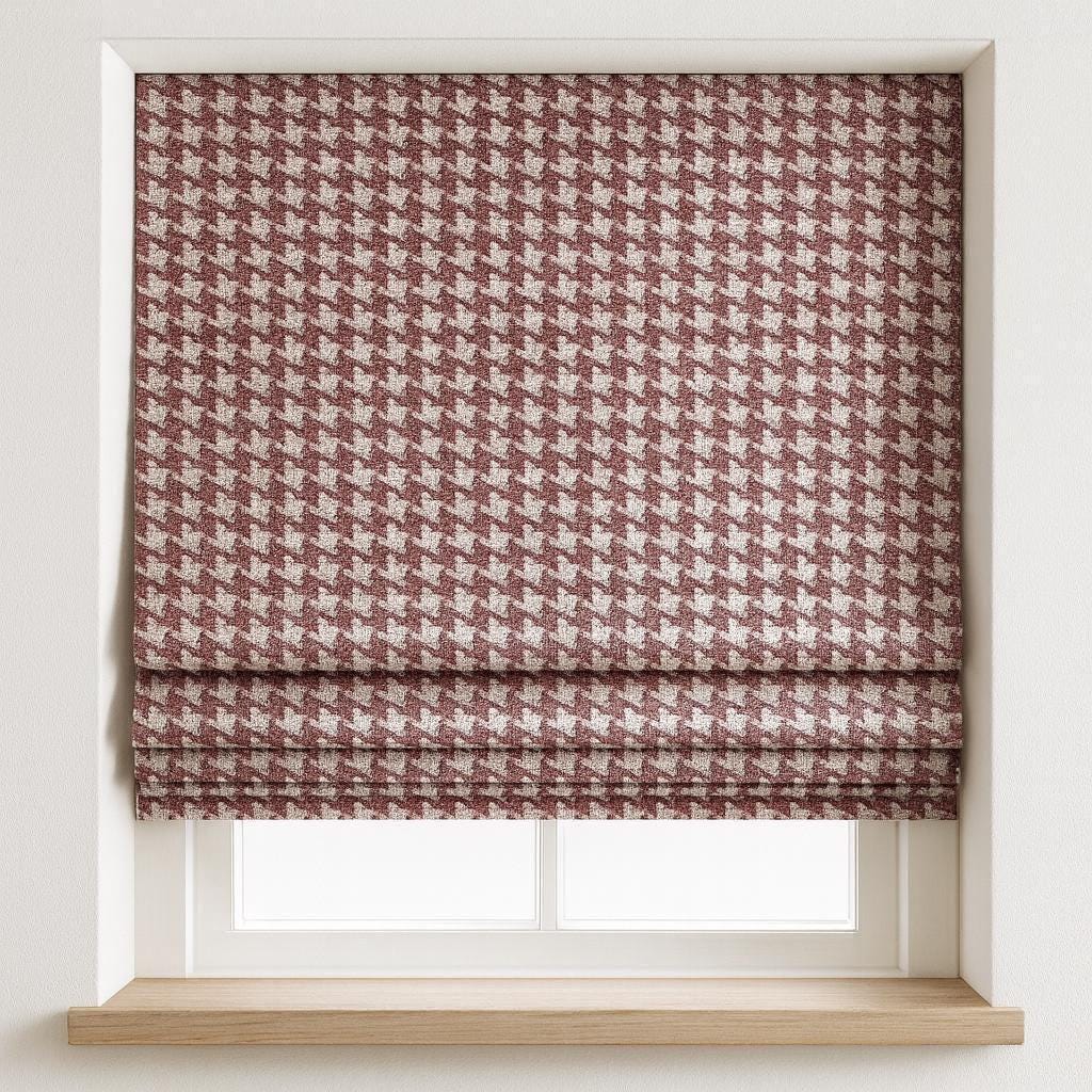 Burgundy Houndstooth Roman Shade: Organic Cotton, Blackout or Light-Filtering — image 2