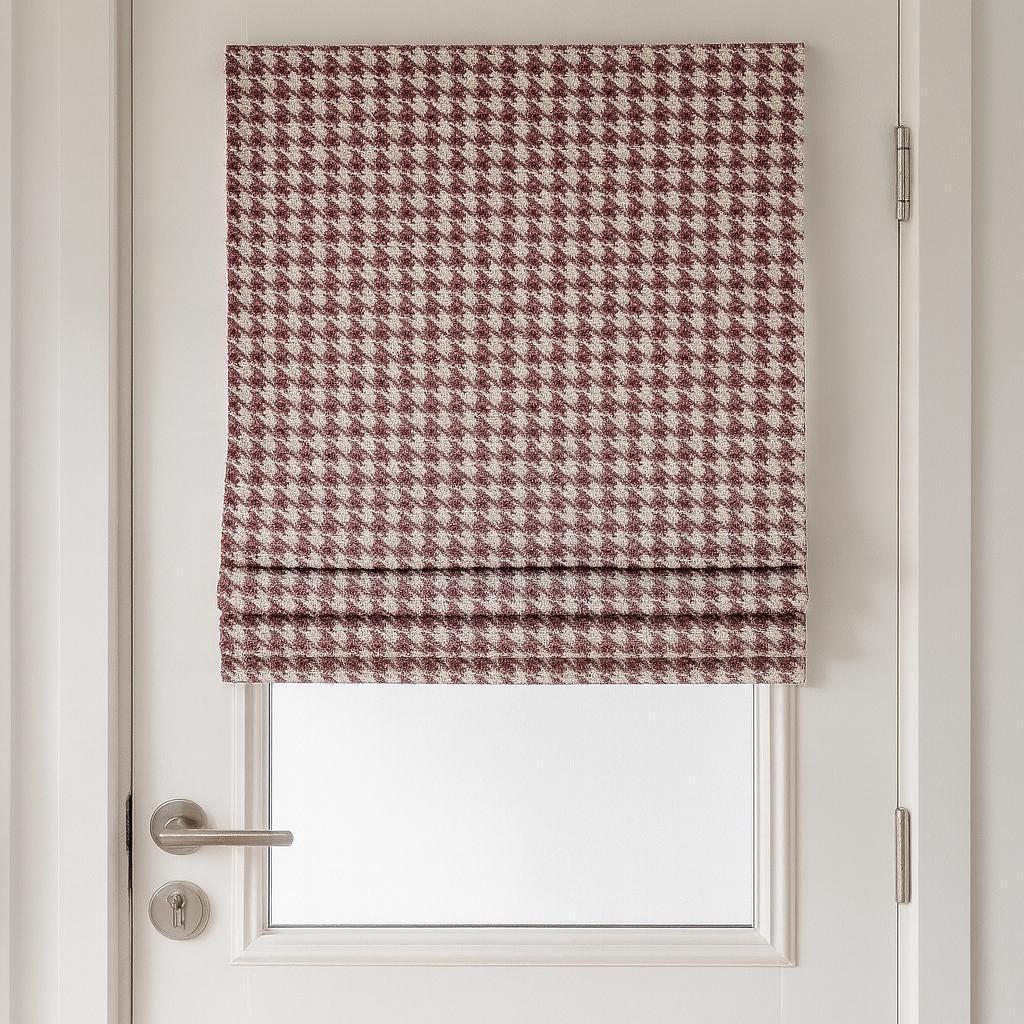 Burgundy Houndstooth Roman Shade: Organic Cotton, Blackout or Light-Filtering — image 3