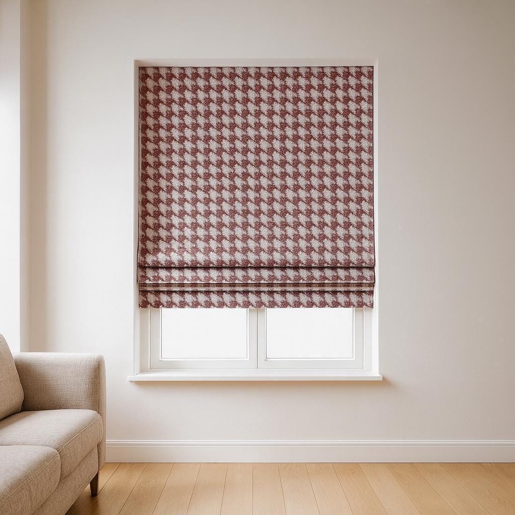 Burgundy Houndstooth Roman Shade: Organic Cotton, Blackout or Light-Filtering — image 4